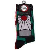Demon Slayer - Green Tanjiro Kimono Pattern Crew Socks - Culturefly- Image 2