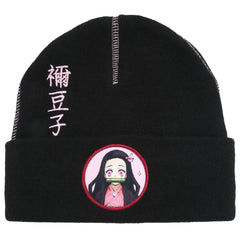 Demon Slayer - Nezuko Patch Black Cuff Beanie Hat - Culturefly