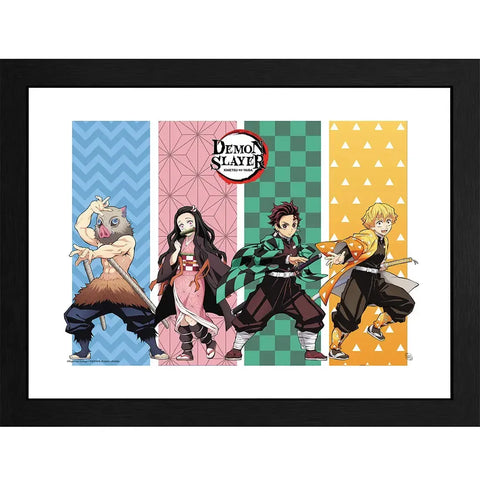 Demon Slayer - Tanjiro, Nezuko, Inosuke & Zenitsu Framed Print (12
