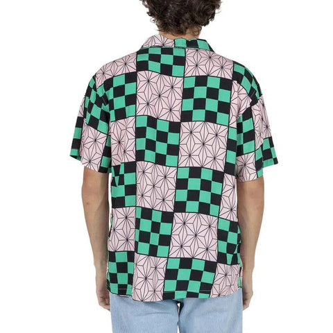 Demon Slayer - Tanjiro & Nezuko Pattern Button Up Shirt - Bioworld