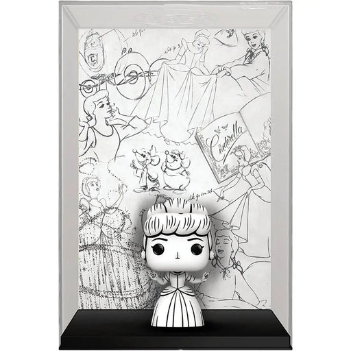 Disney [Cinderalla] - Black & White Sketched Cinderalla Figure with Sketch Art Backdrop (4.4") - Funko - Pop! Cover Art Series (1523)