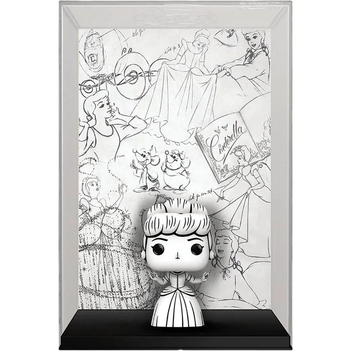 Disney [Cinderalla] - Black & White Sketched Cinderalla Figure with Sketch Art Backdrop (4.4") - Funko - Pop! Cover Art Series (1523)