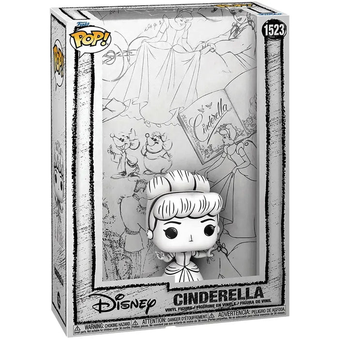 Disney [Cinderalla] - Black & White Sketched Cinderalla Figure with Sketch Art Backdrop (4.4") - Funko - Pop! Cover Art Series (1523)