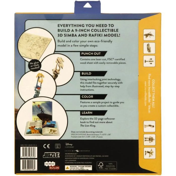 Disney The Lion King - Rafiki & Simba 3D Wood Model Kit - IncrediBuilds