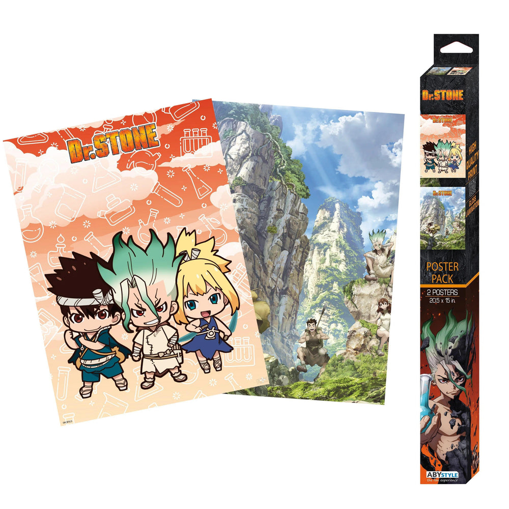 Dr. Stone - Chibi Kingdom of Science vs Tsukasa Empire Boxed Poster Set (20.5"x15") - ABYstyle