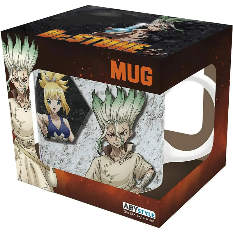 Dr. Stone - Main Characters Mug (Ceramic, 11 oz.) - ABYStyle - Senku Ishigami, Kohaku, Gen Asagiri, Chrome & Tsukasa Shishio