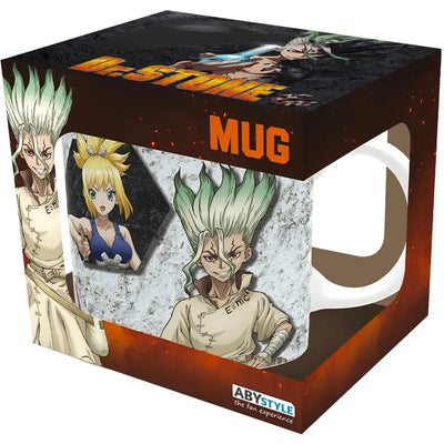 Dr. Stone - Main Characters Mug (Ceramic, 11 oz.) - ABYStyle - Senku Ishigami, Kohaku, Gen Asagiri, Chrome & Tsukasa Shishio