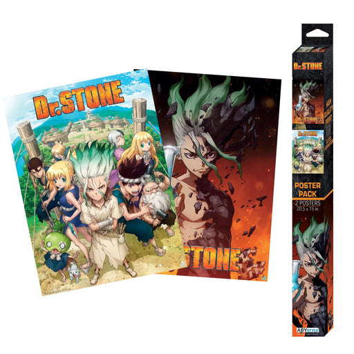 Dr. Stone - Senku Ishigami with Flask & The Kingdom of Science Boxed Poster Set (20.5"x15") - ABYstyle