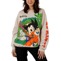Dragon Ball - Goku & Shenron Oversized Print Sweatshirt (Tan, Unisex) - Bioworld- Image 2