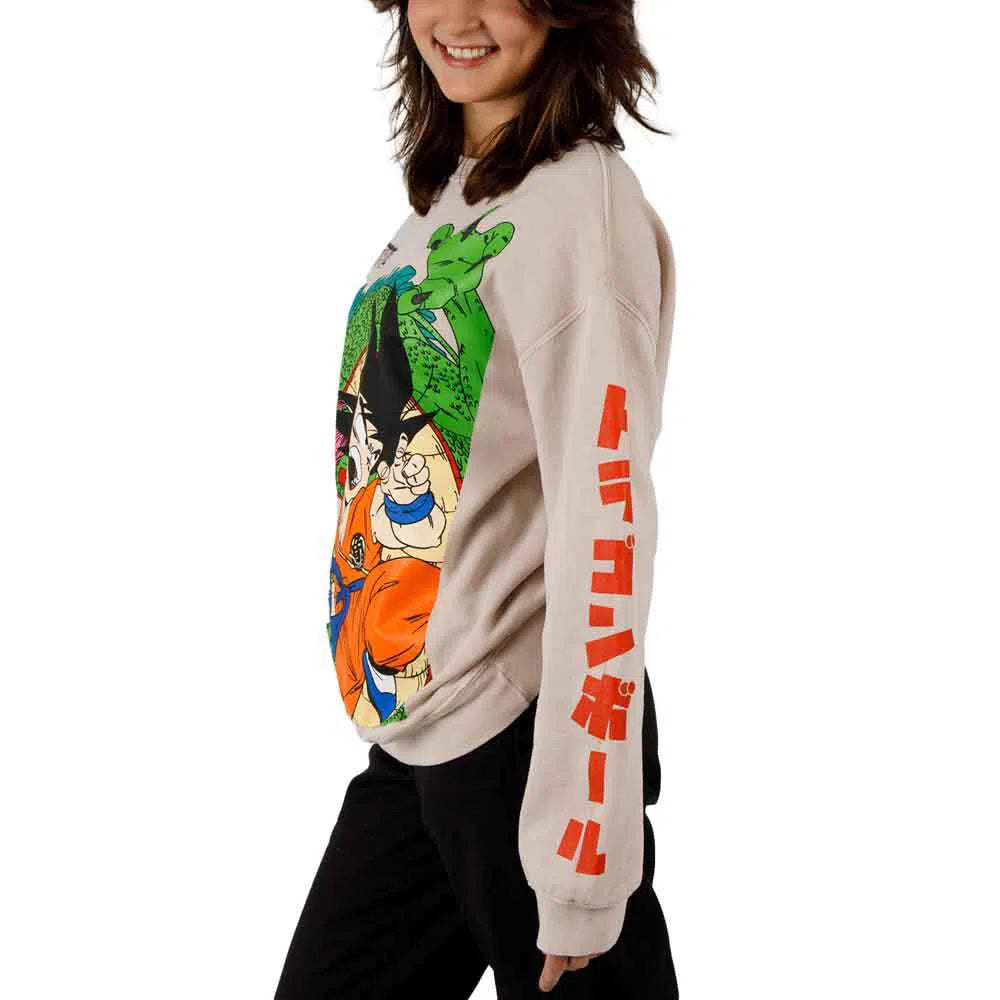 Dragon Ball - Goku & Shenron Oversized Print Sweatshirt (Tan, Unisex) - Bioworld