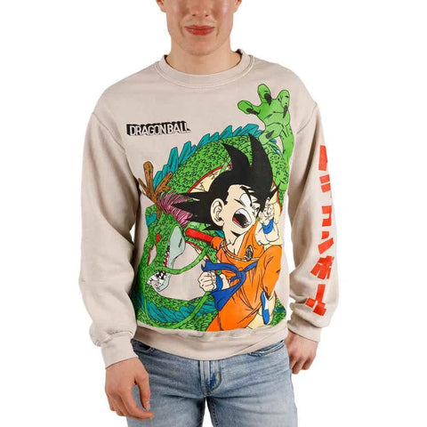 Dragon Ball - Goku & Shenron Oversized Print Sweatshirt (Tan, Unisex) - Bioworld