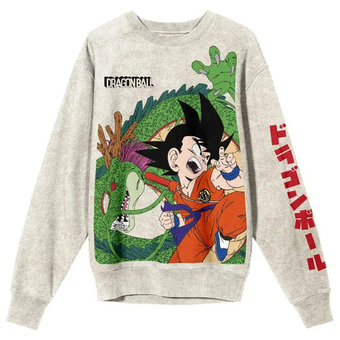 Dragon Ball - Goku & Shenron Oversized Print Sweatshirt (Tan, Unisex) - Bioworld