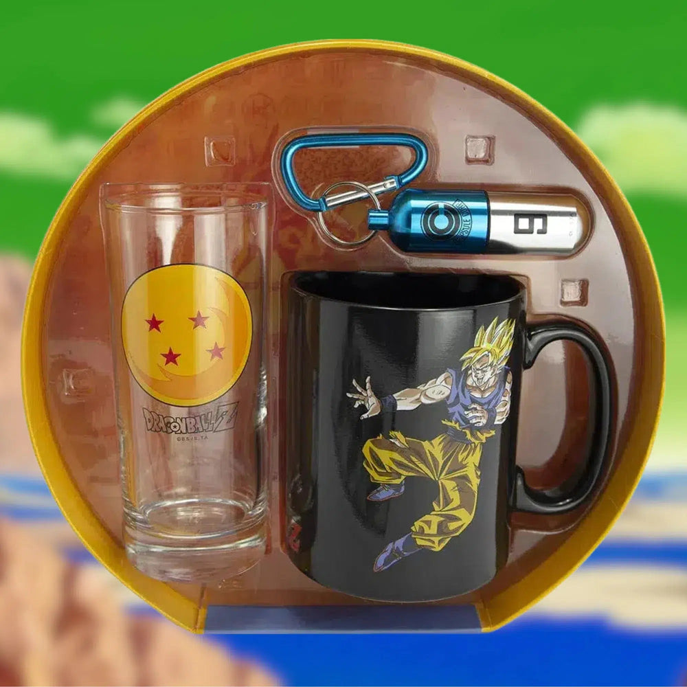 Dragon Ball Z - Premium Gift Set - ABYstyle - 16 oz. Heat-Changing Mug, 10 oz. Drinking Glass, Keychain