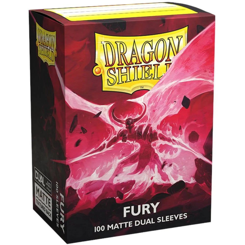 Dragon Shield - Fury Dual Colored Protective Card Sleeves (Matte, Red & Black, 100 Count, Standard Size)