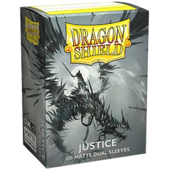 Dragon Shield - Justice Dual Colored Protective Card Sleeves (Matte, Silver & Black, 100 Count, Standard Size)