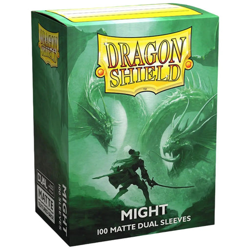 Dragon Shield - Might Dual Colored Protective Card Sleeves (Matte, Green & Black, 100 Count, Standard Size)