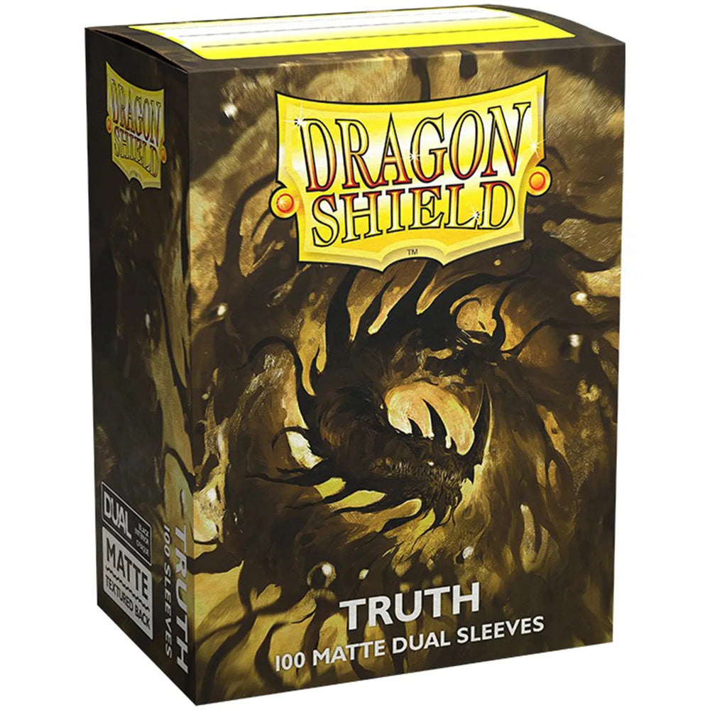 Dragon Shield - Truth Dual Colored Protective Card Sleeves (Matte, Gold & Black, 100 Count, Standard Size)