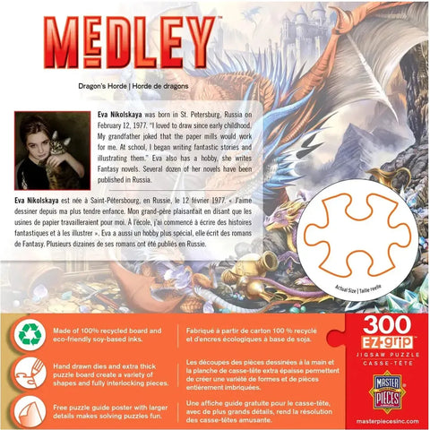 Dragon's Horde Jigsaw Puzzle with Bonus Poster (300 Pieces) - MasterPieces - Medley EZ Grip Series