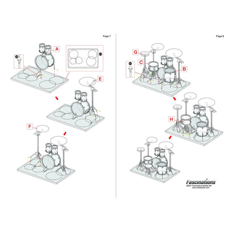 Drum Set 3D Figure Model Kit (Steel, Easy Difficulty) - Fascinations - Metal Earth Series - (2023) - Image 10