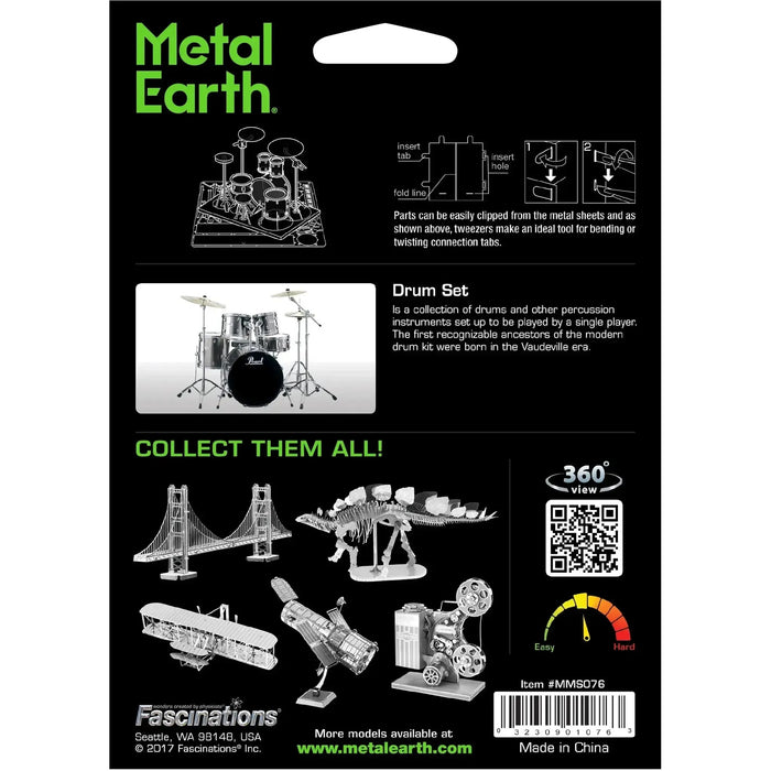 Drum Set 3D Figure Model Kit (Steel, Easy Difficulty) - Fascinations - Metal Earth Series - (2023)