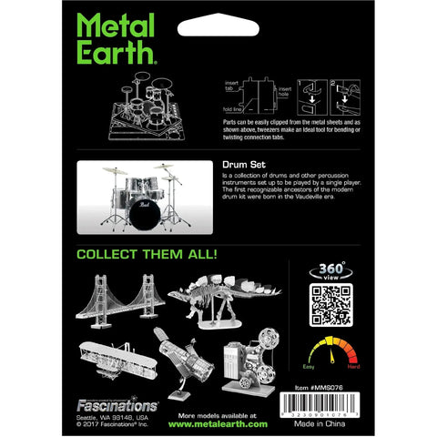 Drum Set 3D Figure Model Kit (Steel, Easy Difficulty) - Fascinations - Metal Earth Series - (2023) - Image 3