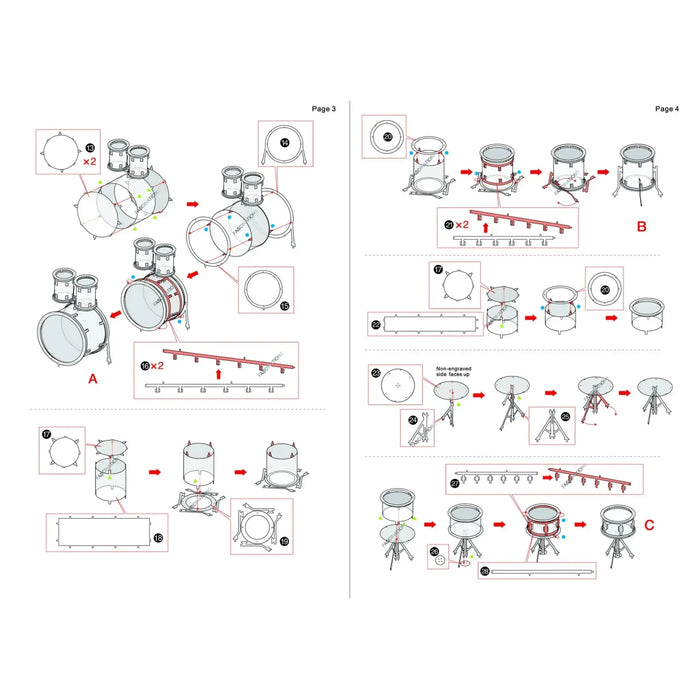 Drum Set 3D Figure Model Kit (Steel, Easy Difficulty) - Fascinations - Metal Earth Series - (2023)