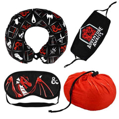 Dungeons & Dragons - "Adventure Awaits" Travel Set - Bioworld - Neck Pillow, Sleep Mask & Face Mask