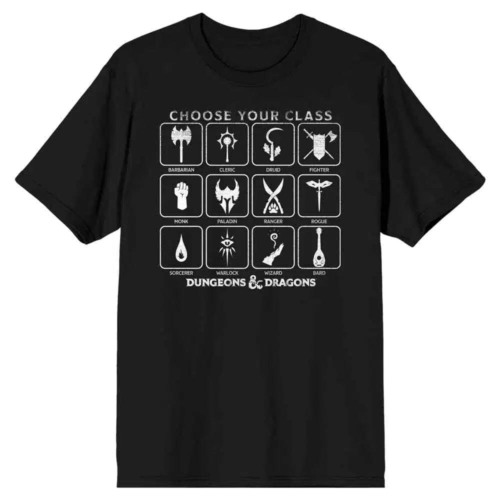 Dungeons & Dragons - Chose Your Class T-Shirt (Black, Unisex) - Bioworld