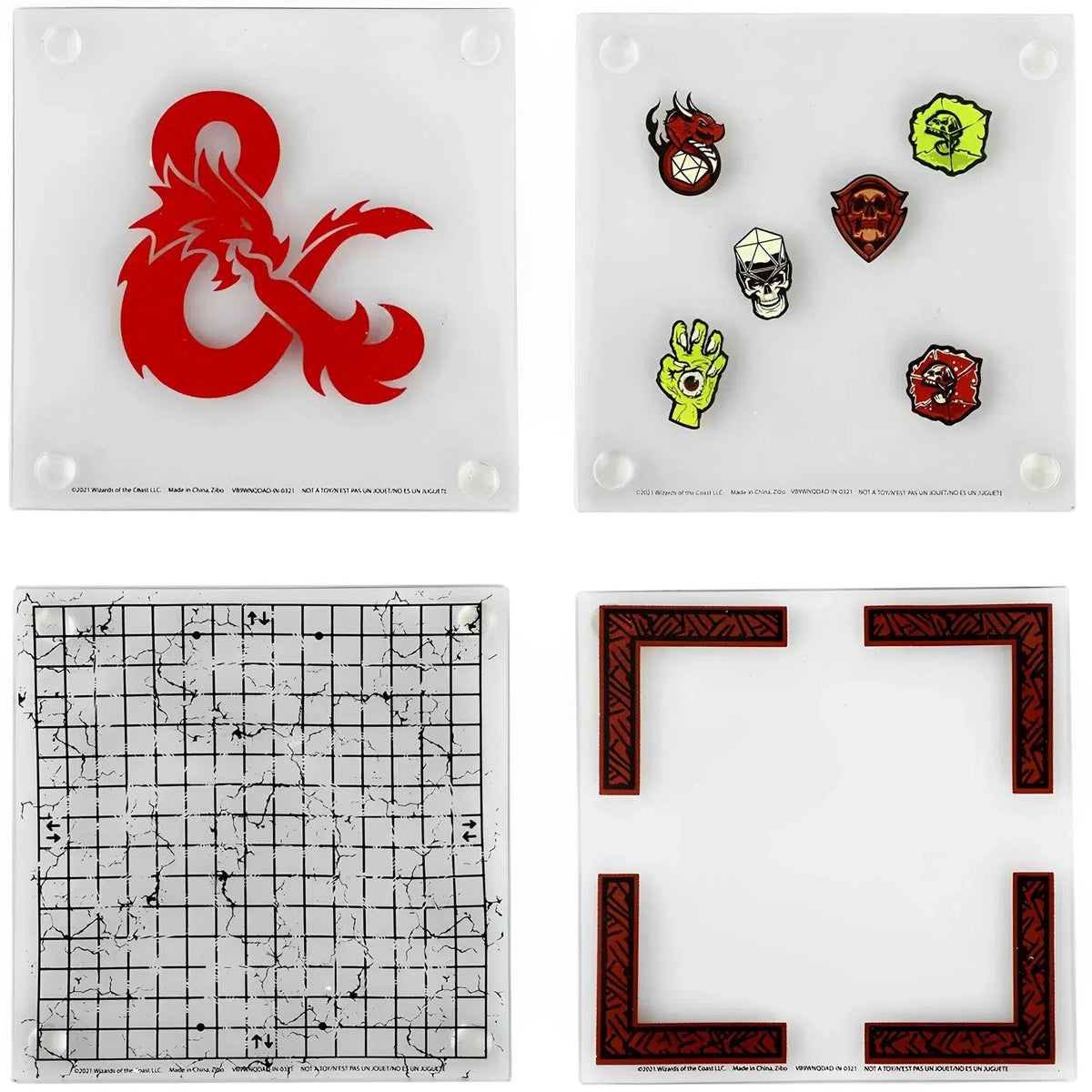 Dungeons & Dragons - Stacking Coaster Set (Glass) - Bioworld — Poggers