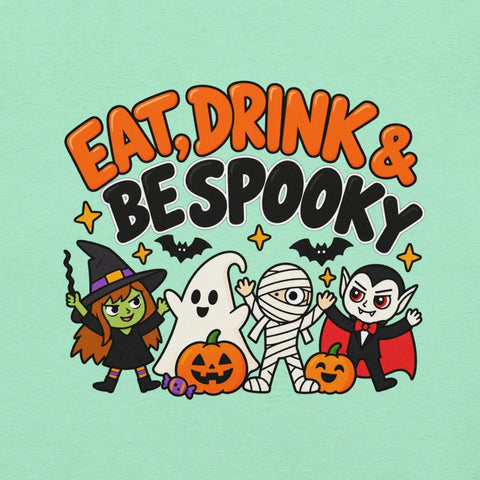 Eat, Drink & Bespooky T-Shirt - Funny Halloween Party Gag Gift Graphic Tee - Image 2