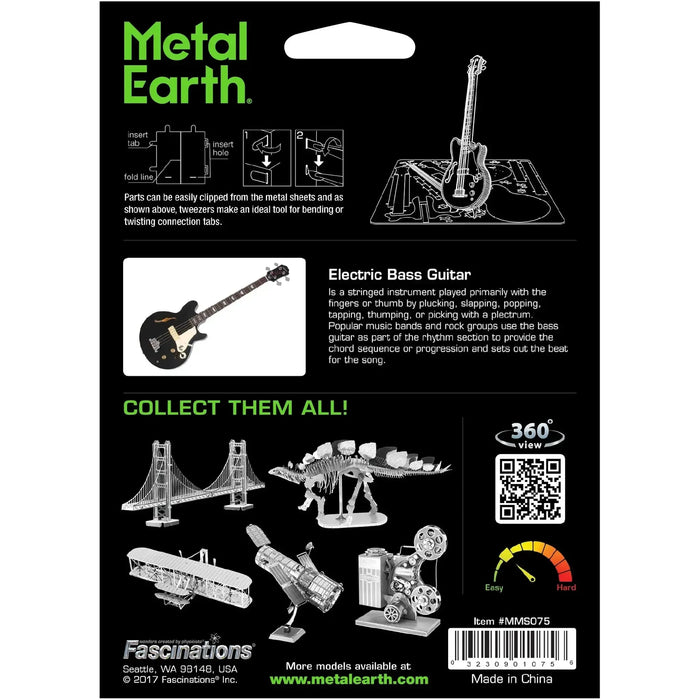 Electric Bass Guitar 3D Figure Model Kit (Steel, Easy Difficulty) - Fascinations - Metal Earth Series - (2023)