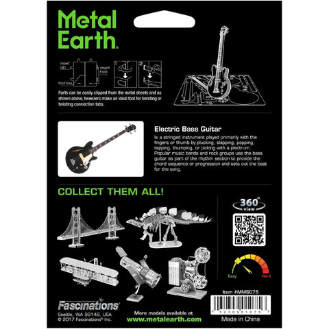 Electric Bass Guitar 3D Figure Model Kit (Steel, Easy Difficulty) - Fascinations - Metal Earth Series - (2023) - Image 3
