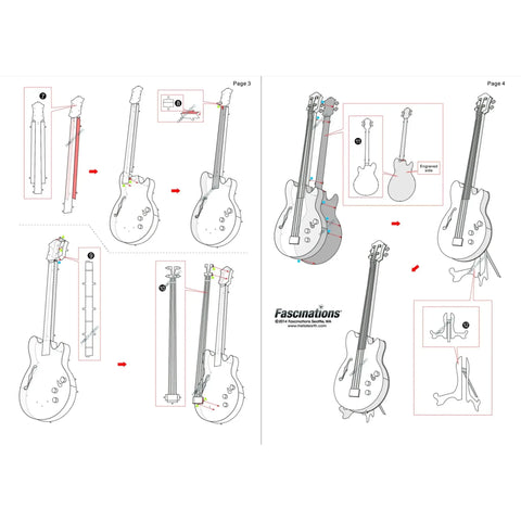 Electric Bass Guitar 3D Figure Model Kit (Steel, Easy Difficulty) - Fascinations - Metal Earth Series - (2023) - Image 8