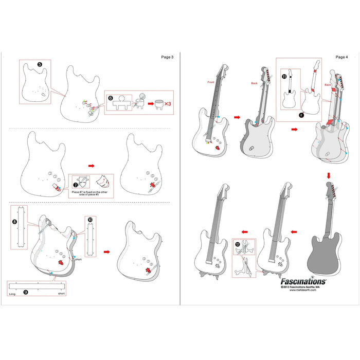 Electric Lead Guitar 3D Figure Model Kit (Steel, Easy Difficulty) - Fascinations - Metal Earth Series - (2023)