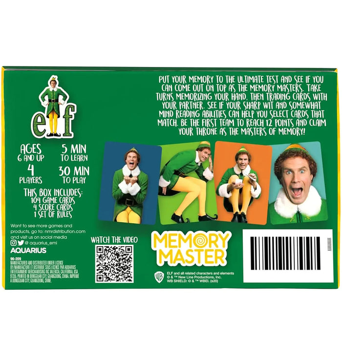 Elf: Memory Master - Team-Based Christmas Card Game for Family (4 Players, Ages 6+) - Aquarius