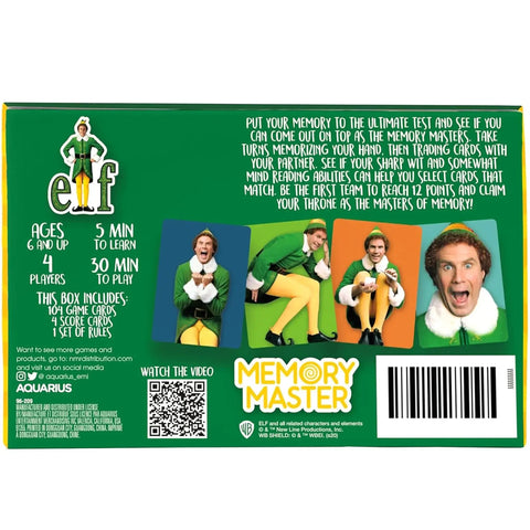 Elf: Memory Master - Team-Based Christmas Card Game for Family (4 Players, Ages 6+) - Aquarius