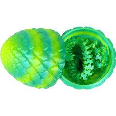Emerald Spike Dragon Hatchling Toy Figure with Egg (3D Printed) - Wonderland Workshop