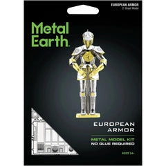 European Knight Armor 3D Figure Model Kit (Steel, Moderate Difficulty) - Fascinations - Metal Earth Series - (2023)