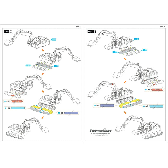 Excavator Construction Vehicle Figure Model Kit (Steel, Moderate Difficulty) - Fascinations - Metal Earth Series - (2022)