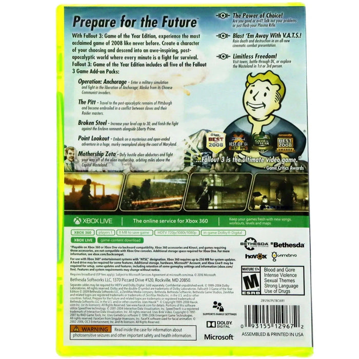 Fallout 3 (Game of the Year Edition) - Xbox One + Xbox 360