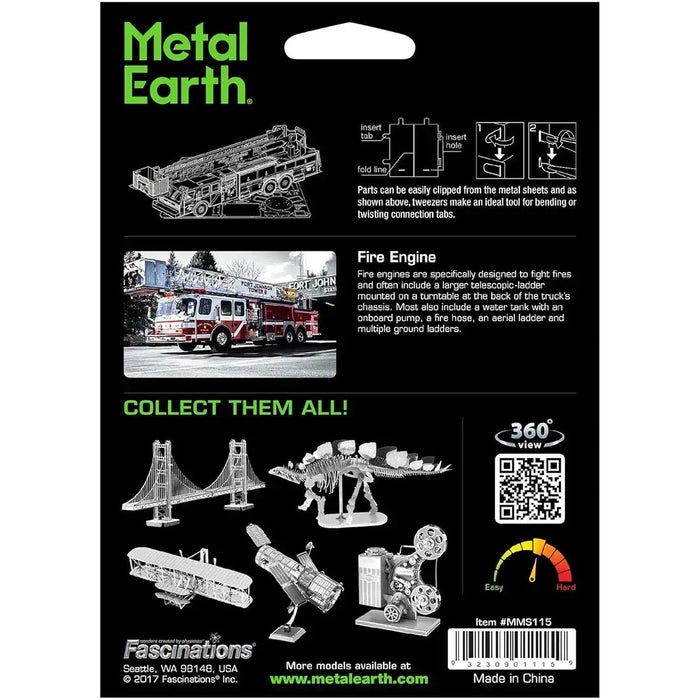 Fire Engine Truck Figure Model Kit (Steel, Moderate Difficulty) - Fascinations - Metal Earth Series