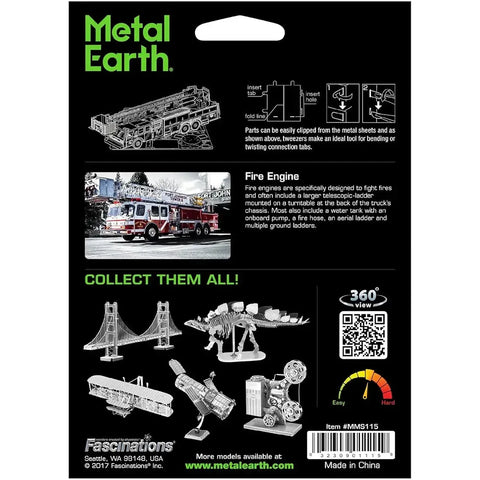 Fire Engine Truck Figure Model Kit (Steel, Moderate Difficulty) - Fascinations - Metal Earth Series