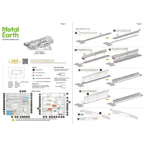 Fire Engine Truck Figure Model Kit (Steel, Moderate Difficulty) - Fascinations - Metal Earth Series
