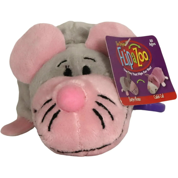 Flip A Zoo - 2-in-1 Reversible Sawyer Mouse & Caleb Cat Clip-On Plush (5") - Jay at Play