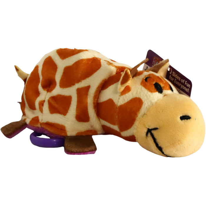 Flip A Zoo - 2-in-1 Reversible Geo Giraffe & Ava Hippo Clip-On Plush  (5") - Jay at Play