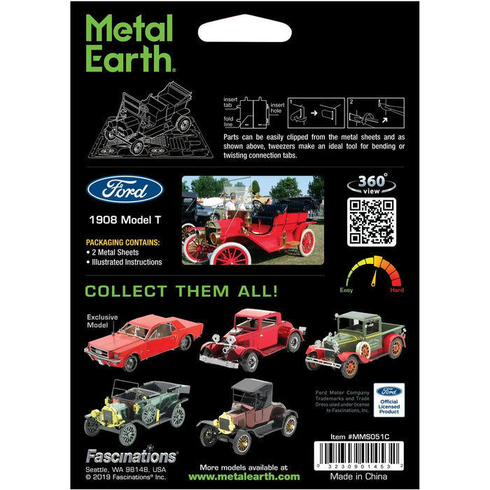 Ford - 1908 Model T (Colored) Car Figure Model Kit (Steel, Moderate Difficulty) - Fascinations - Metal Earth Series - (2022)