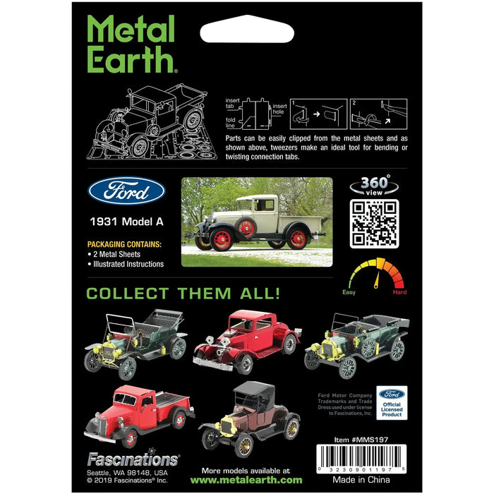 Ford - 1931 Model A Pickup Truck Figure Model Kit (1:40 Scale, Steel, Moderate Difficulty) - Fascinations - Metal Earth Series - (2022)1