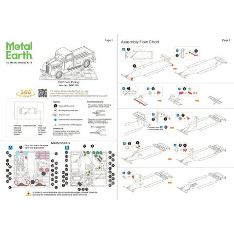 Ford - 1937 Pickup Classic Truck Figure Model Kit (1:49 Scale, Steel, Moderate Difficulty) - Fascinations - Metal Earth Series - (2022) - Image 7
