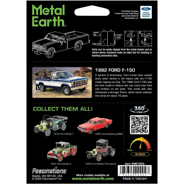 Ford - 1982 Ford F-150 Pickup Truck 3D Figure Model Kit (1:43 Scale, Steel, Moderate Difficulty) - Fascinations - Metal Earth Series - (2024)
