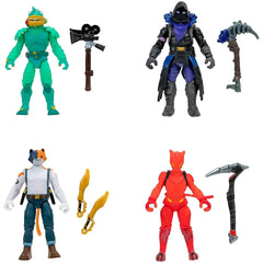 Fortnite - Raven, Red Lynx, Moisty Merman & Meowscles Action Figure Set (2.5") - Jazwares - Squads Series